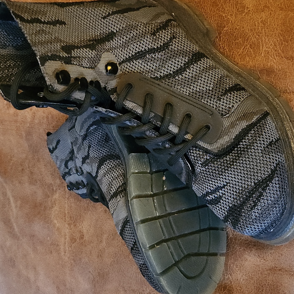 Black and Gray Lace-Up Boots